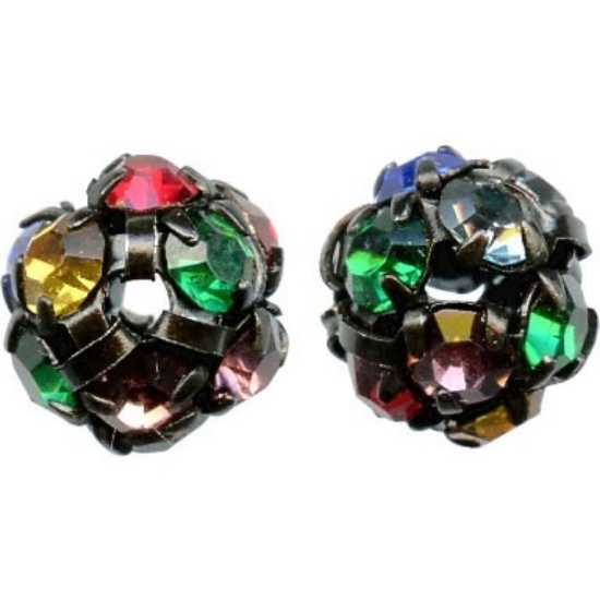 Picture of Bead, Czech Fireball, rhinestones and metal, 8mm round.