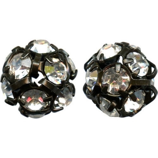 Picture of Bead, Czech Fireball, rhinestones and metal, 10mm round.