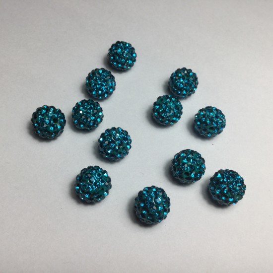 Image de Pavé bead 10mm round Teal x1