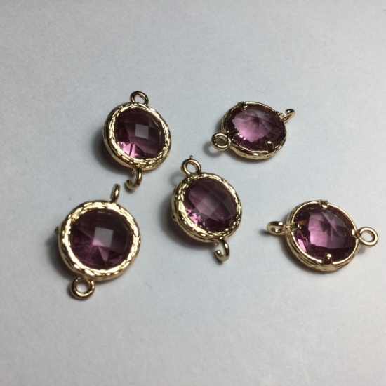 Picture of Connector Glass 18x12mm Amethyst x1