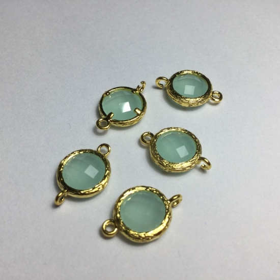 Picture of Connector Glass 18x12mm Opal Turquoise x1