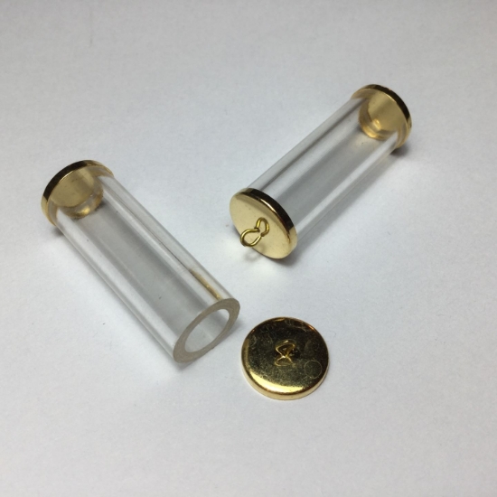 Picture of Vintage Acrylic Container 35x10mm Gold Tone x1