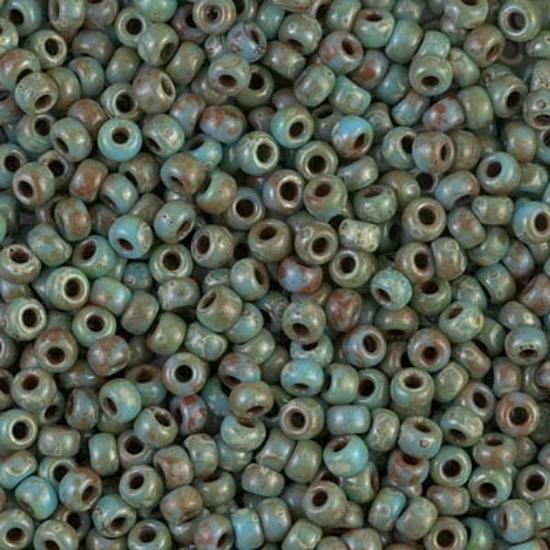 Picture of Miyuki Rocaille 8/0 4514 Picasso Seafoam Green x10g