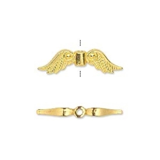 Picture of Bead Angel Wings 23x6mm Gold x2