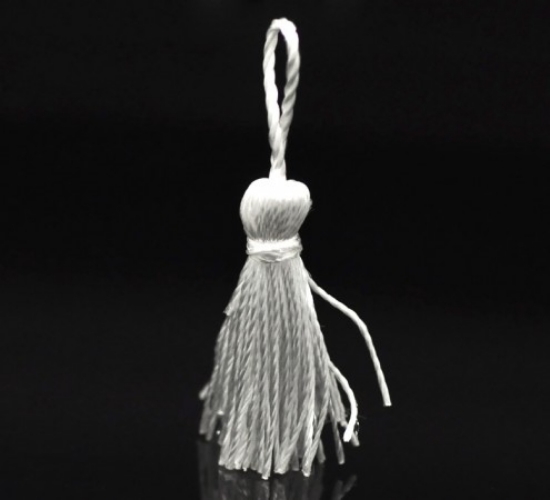Picture of Kwastjes, polyester, wit 4.5cm x10