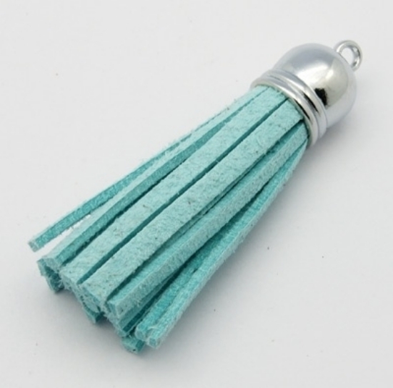 Picture of Tassel PU leather 35mm Aqua Blue x2