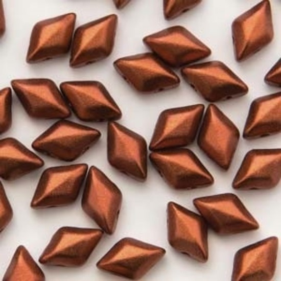 Picture of GemDuo 2-hole 5x8mm Bronze Fire Red x10g