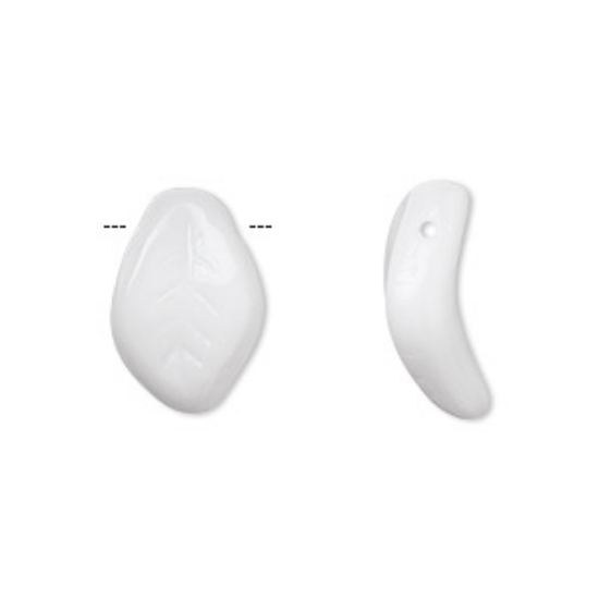 Picture of Leaf 14x9mm Opaque White x10