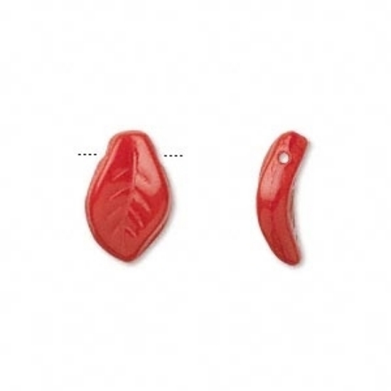 Picture of Leaf 14x9mm Opaque Red x10