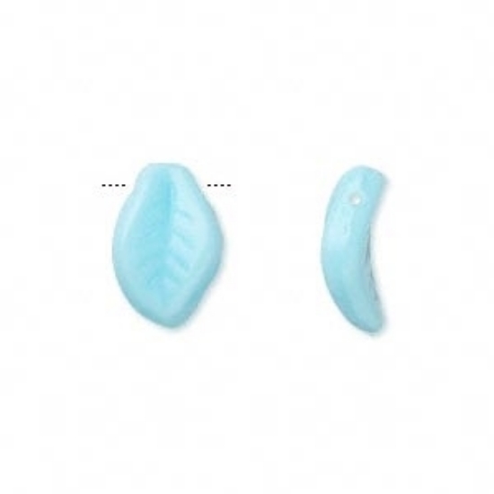 Picture of Leaf 14x9mm Opaque Turquoise Blue x10