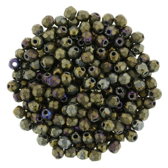 Picture of Fire-Polished 2mm Jet Iris Brown Mat x50
