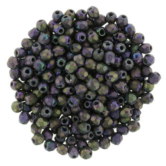 Picture of Fire-Polished 2mm Jet Iris Purple Mat x50