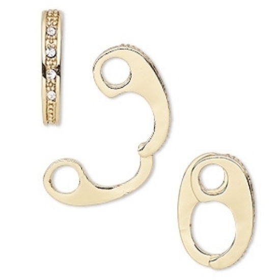 Picture of Bail Hinged 18x3 mm Czech rhinestone Gold Plated x1