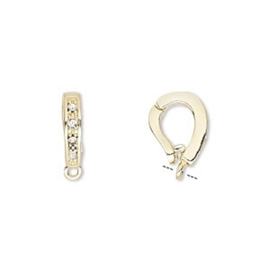Picture of Bail Hinged 12x3mm Czech rhinestone Gold Plated x1