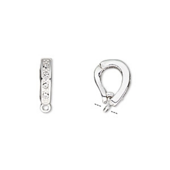 Picture of Bail Hinged 12x3mm Czech rhinestone Silver Plated x1