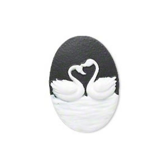 Picture of Cameo Swans 25x18mm oval x1