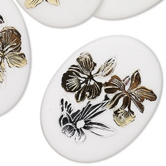 Picture of Vintage Cabochon Flower 40x30mm oval x1