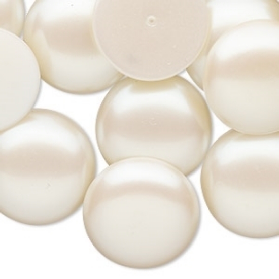 Picture of Vintage Japanese Cabochon 20mm Cream Pearl x2