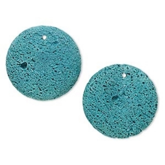 Picture of Lava turquoise 30mm flat round x1