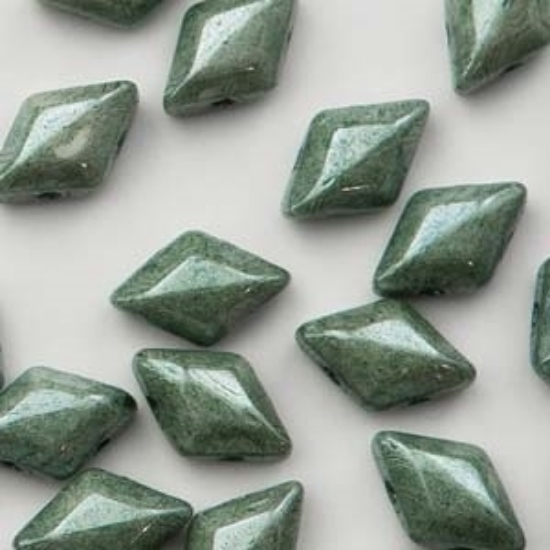 Picture of GemDuo 2-hole 5x8mm Chalk Green Luster x10g