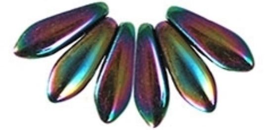 Picture of CzechMates Daggers 2 holes 5x16mm Jet Iris Purple x25
