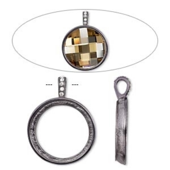 Picture of Pendant setting 2035 30mm Peridot with Swarovski Crystals Gunmetal x1