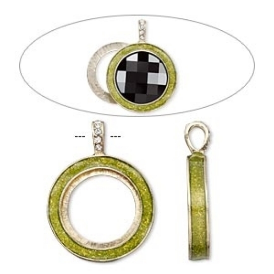 Picture of Pendant setting 2035 30mm Peridot with Swarovski Crystals Gold Tone x1