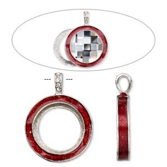 Picture of Pendant setting 2035 30mm Light Siam with Swarovski Crystals Gold Tone x1