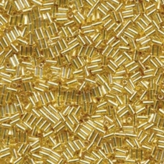 Picture of Miyuki Bugles 3mm 3 Silver Lined Gold x10g