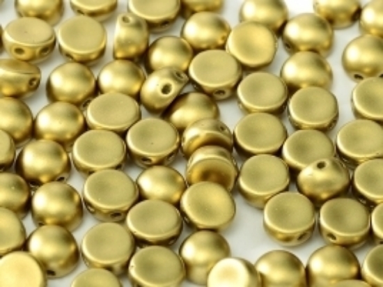 Picture of 2-hole Cabochon 6mm Metallic Olivine x25