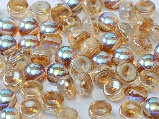 Picture of 2-hole Cabochon 6mm Crystal Brown Rainbow x32