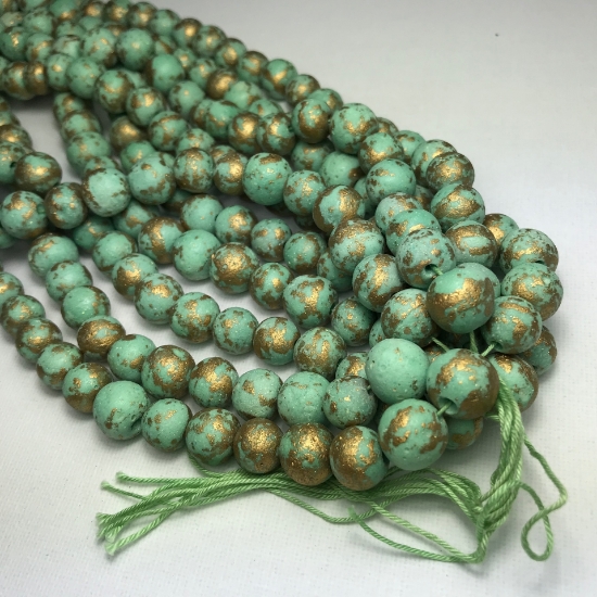 Picture of Vintage Pompei Beads 10mm Green Turquoise x25