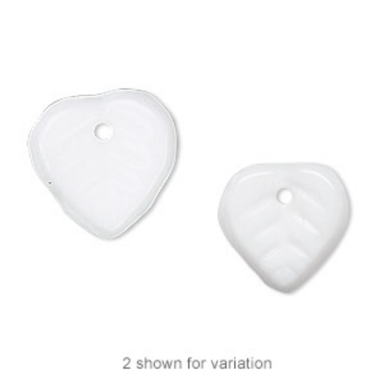 Picture of Preciosa pressed glass opaque white 9x8.5mm top-drilled leaf x20