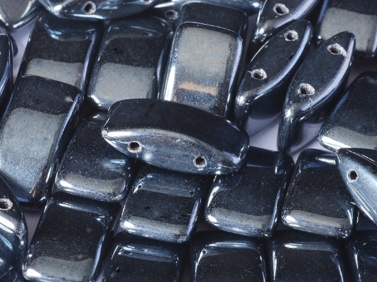 Picture of Carrier Bead 2 holes 9x17mm Jet Hematite x10