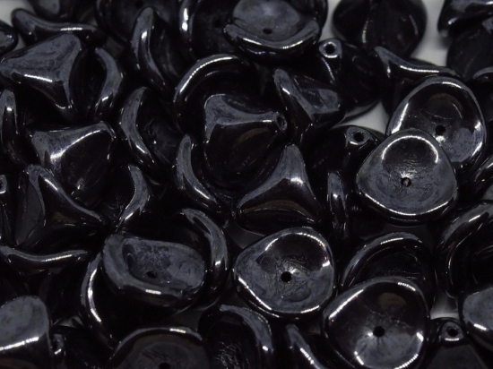 Picture of Trumpet Flower beads 12mm Jet Hematite x10