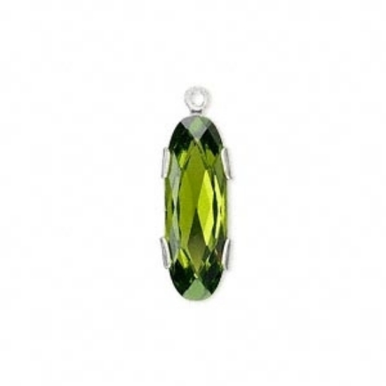 Picture of Swarovski 15004  Oval Fancy Stone In SP Setting 21x8 mm Olivine x1