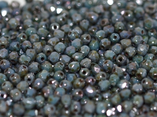 Picture of Fire-Polished 3mm Chalk White Blue Luster x100