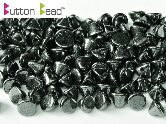 Picture of Button Bead 4mm Jet Hematite x50