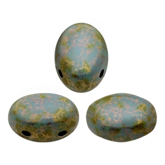 Picture of Samos® par Puca® 7x5mm Opaque Coral Aqua Deep Gold x10g