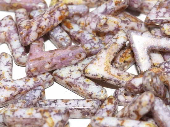 Picture of Ava Bead 10 x4 mm Chalk White Lila Gold Luster x10