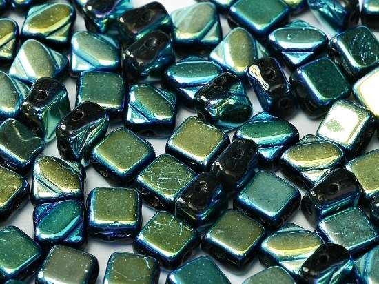 Picture of Silky Beads 2-hole 6mm Jet Full AB x50