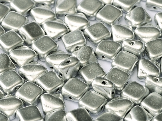 Picture of Silky Beads 2-hole 6 mm Aluminium Silver x50