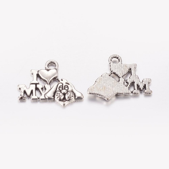 Picture of Pendant "I Love My Dog" 14x18mm Antique Silver x10