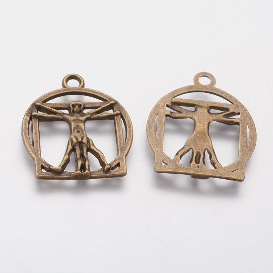 Picture of Pendant Vitruvian Man 24mm Bronze x10