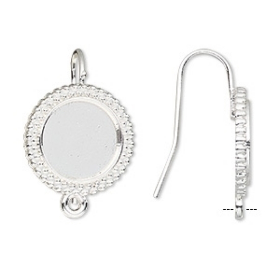 Picture of Earwire Fishhook setting 12mm round w/ Loop Silver x2