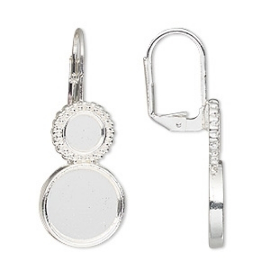 Picture of Ear wire Leverback 12mm and 6mm round w/ loop Silver x2