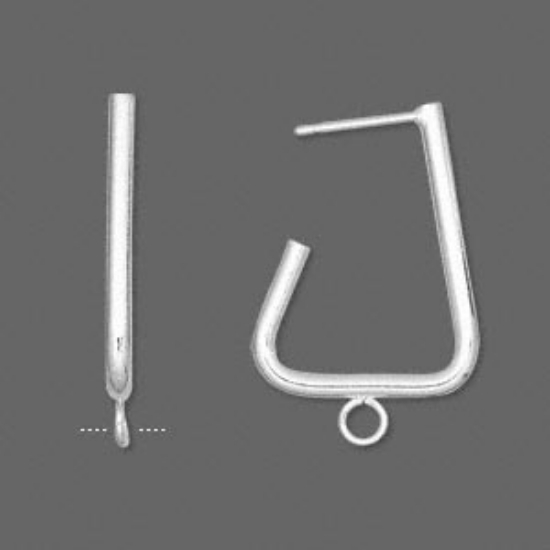 Picture of Ear Stud 24mm triangle w/ loop Silver Plate x2