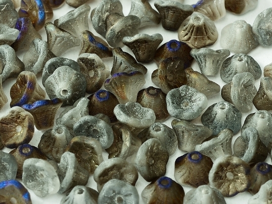 Picture of Flower Cup Beads 7mm Crystal Azuro Mat x50