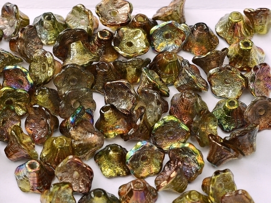 Picture of Flower Cup Beads 7x5mm Crystal Magic Green x50