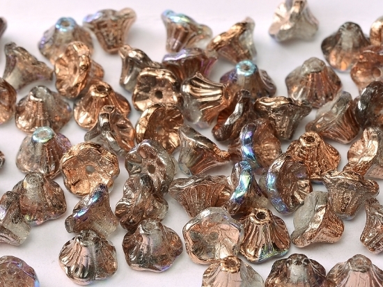 Picture of Flower Cup Beads 7x5mm Rose Gold Rainbow x50